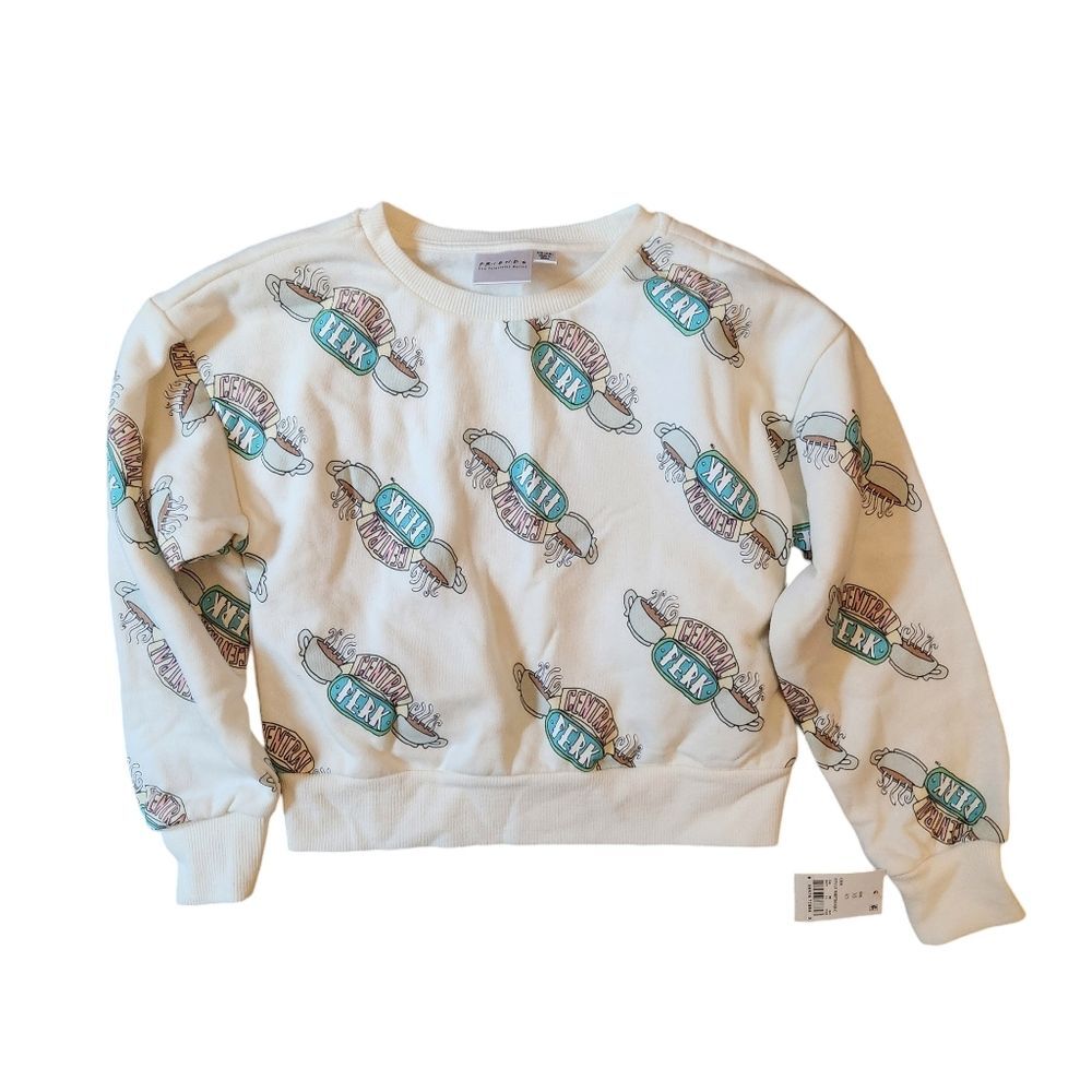 Friends Central Perk Girls Sweatshirt Size 4/5 XS Off white/cream color NWT